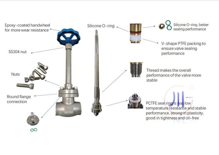 수동 냉동 차단 밸브 소켓 용접 -196 ~ + 80 °C LNG LOX LIN LAR LCO2
